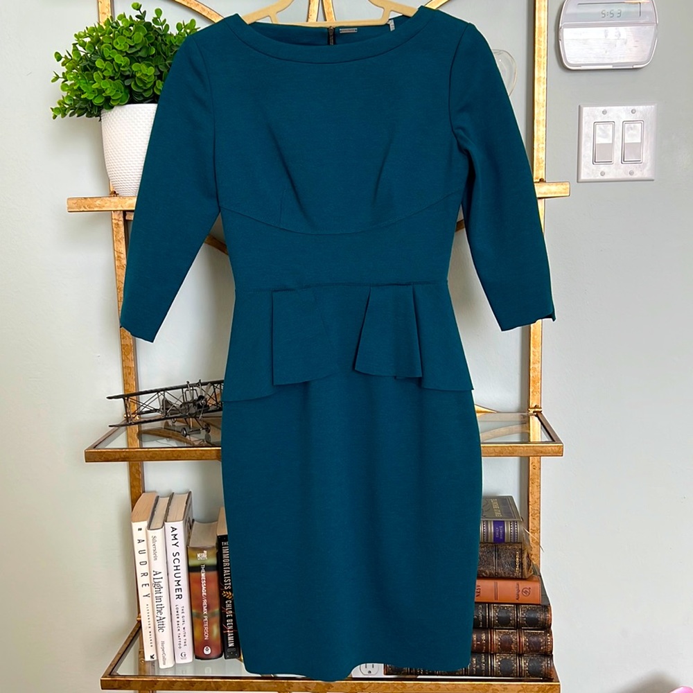 Elie Tahari Dark Teal Peplum Dress